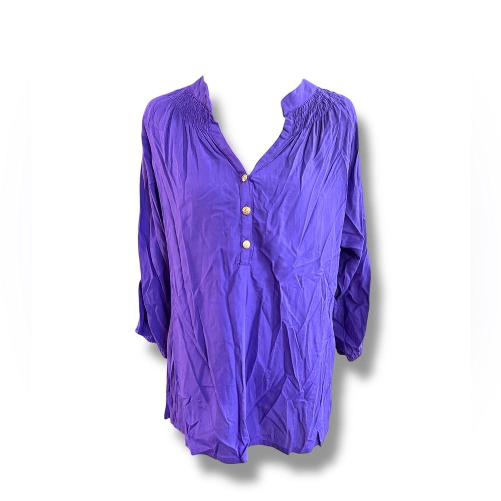 Escapada Living Purple Blouse Women’s Medium 3/4 Sleeve Boho Tunic Top